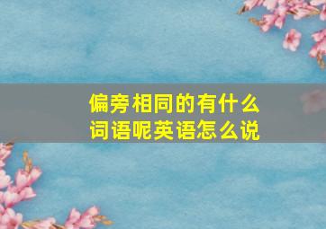 偏旁相同的有什么词语呢英语怎么说