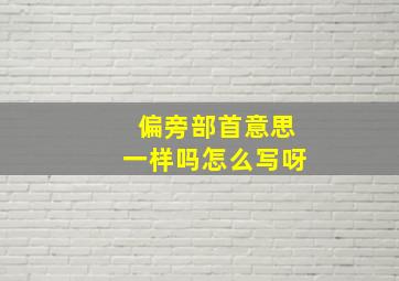 偏旁部首意思一样吗怎么写呀