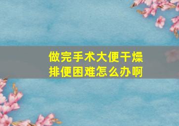 做完手术大便干燥排便困难怎么办啊