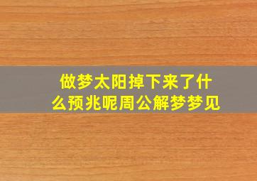 做梦太阳掉下来了什么预兆呢周公解梦梦见