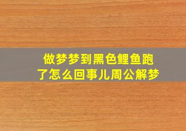 做梦梦到黑色鲤鱼跑了怎么回事儿周公解梦