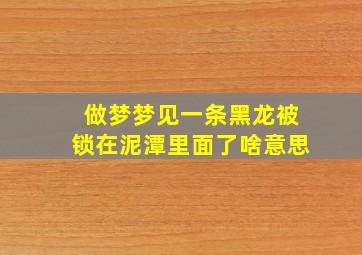 做梦梦见一条黑龙被锁在泥潭里面了啥意思