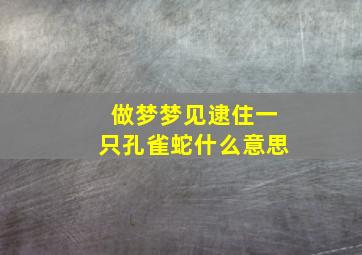 做梦梦见逮住一只孔雀蛇什么意思