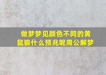 做梦梦见颜色不同的黄鼠狼什么预兆呢周公解梦