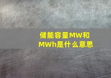 储能容量MW和MWh是什么意思