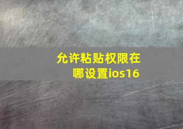 允许粘贴权限在哪设置ios16