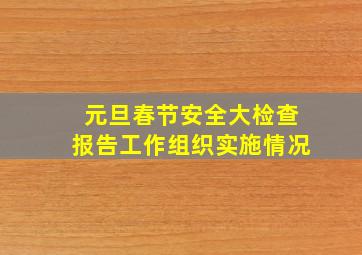 元旦春节安全大检查报告工作组织实施情况