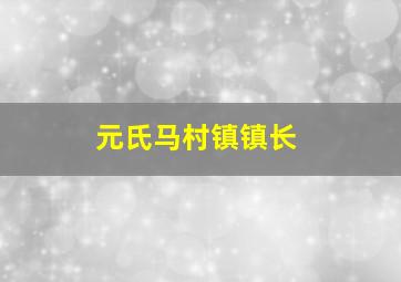 元氏马村镇镇长