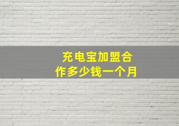 充电宝加盟合作多少钱一个月