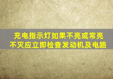 充电指示灯如果不亮或常亮不灭应立即检查发动机及电路