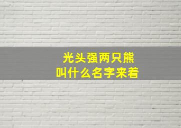 光头强两只熊叫什么名字来着