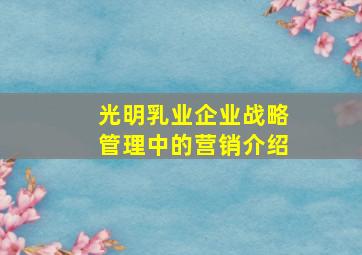 光明乳业企业战略管理中的营销介绍