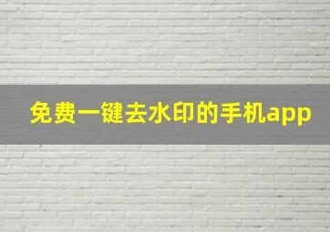 免费一键去水印的手机app