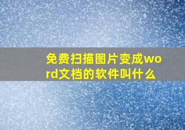 免费扫描图片变成word文档的软件叫什么