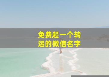 免费起一个转运的微信名字