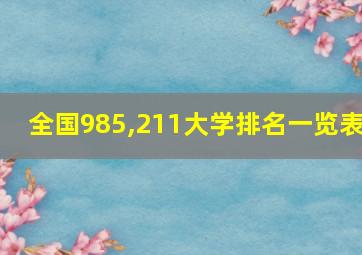 全国985,211大学排名一览表