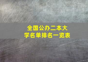 全国公办二本大学名单排名一览表