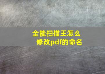 全能扫描王怎么修改pdf的命名