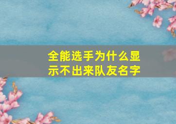 全能选手为什么显示不出来队友名字