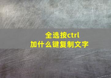 全选按ctrl加什么键复制文字