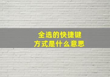 全选的快捷键方式是什么意思