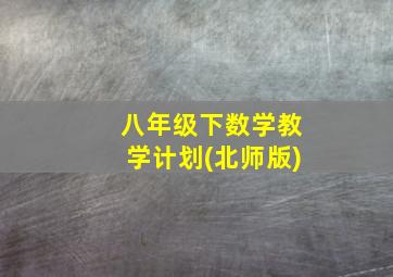 八年级下数学教学计划(北师版)