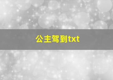 公主驾到txt