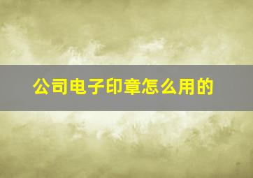 公司电子印章怎么用的