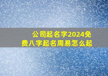 公司起名字2024免费八字起名周易怎么起