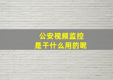 公安视频监控是干什么用的呢