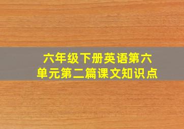 六年级下册英语第六单元第二篇课文知识点