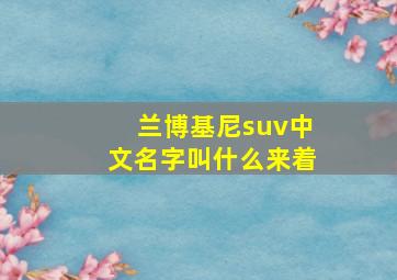 兰博基尼suv中文名字叫什么来着