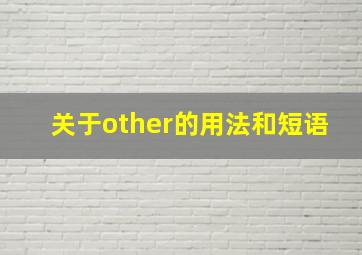 关于other的用法和短语