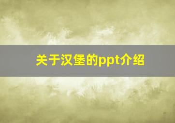 关于汉堡的ppt介绍