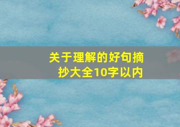 关于理解的好句摘抄大全10字以内