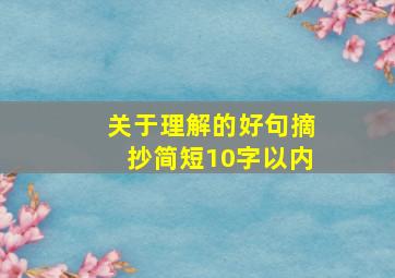 关于理解的好句摘抄简短10字以内