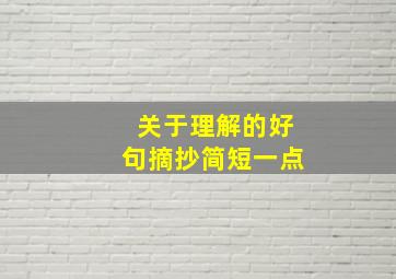 关于理解的好句摘抄简短一点