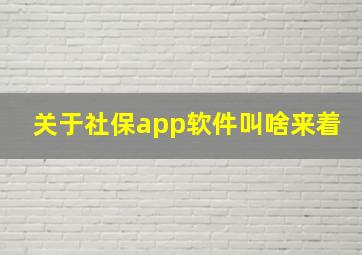 关于社保app软件叫啥来着