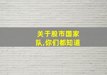 关于股市国家队,你们都知道