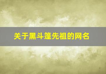 关于黑斗篷先祖的网名