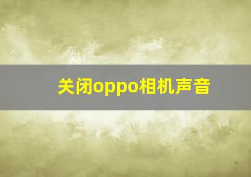 关闭oppo相机声音