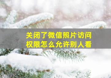 关闭了微信照片访问权限怎么允许别人看