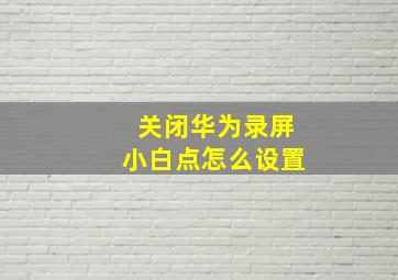 关闭华为录屏小白点怎么设置