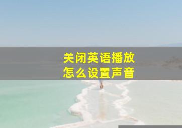 关闭英语播放怎么设置声音