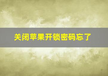 关闭苹果开锁密码忘了