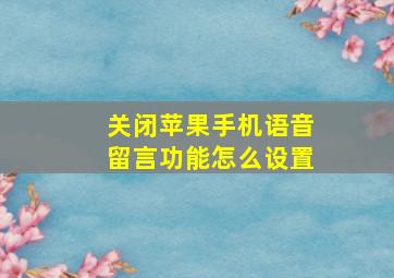 关闭苹果手机语音留言功能怎么设置