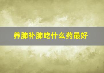 养肺补肺吃什么药最好