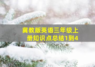 冀教版英语三年级上册知识点总结1到4