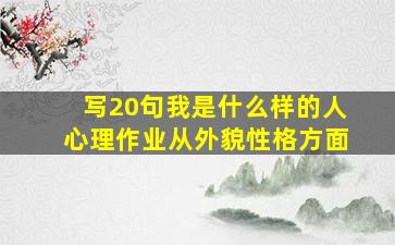 写20句我是什么样的人心理作业从外貌性格方面