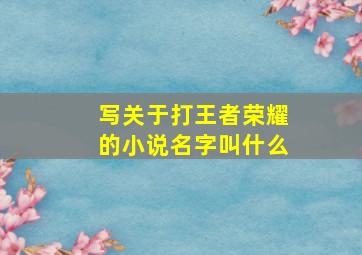 写关于打王者荣耀的小说名字叫什么